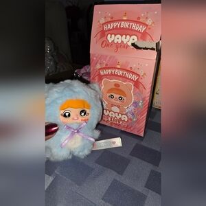Cute Confirmed Yaya Blue Plush Toy with Pink Accents